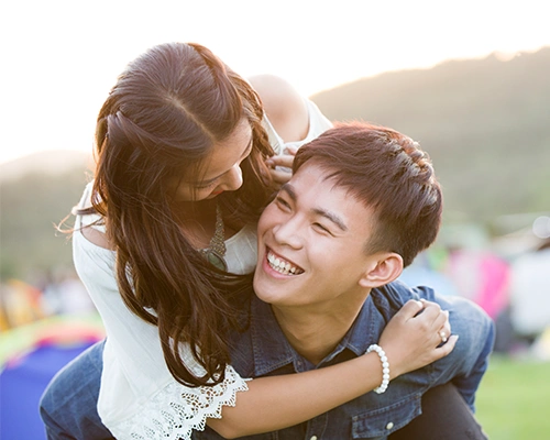 happy young Asian couple